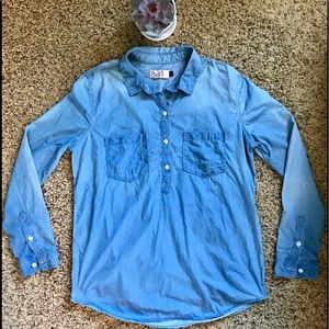Chambray Half Button Down